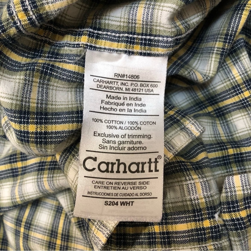 Carhartt Plaid Short Sleeve Pocket Button Up Shirt - Large Tall - Picture 6 of 6